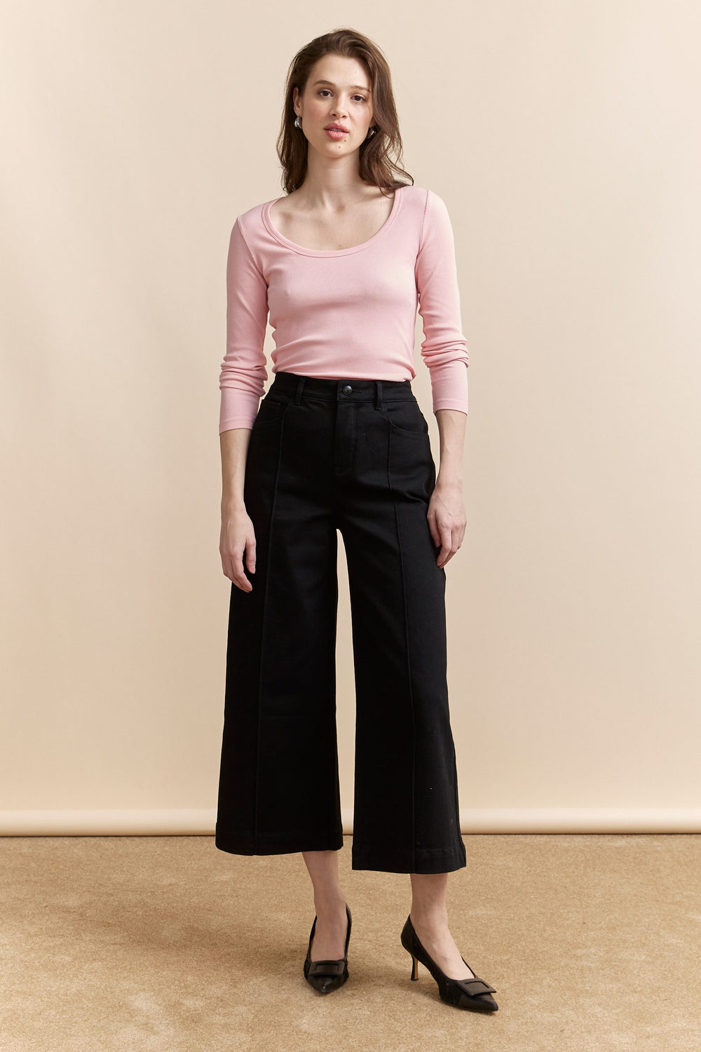 High rise cropped wide leg jeans