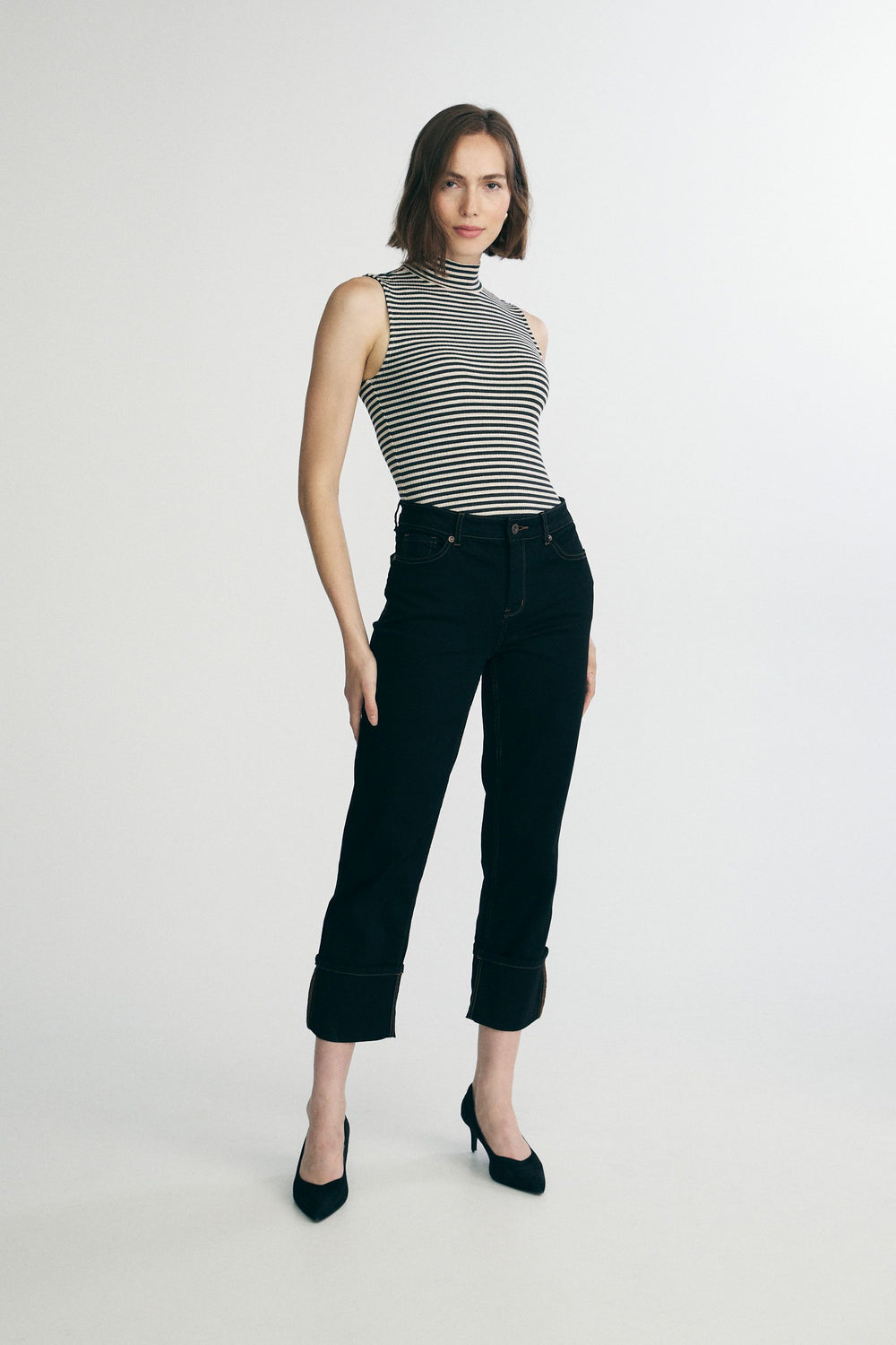 Jeans with a large cuff