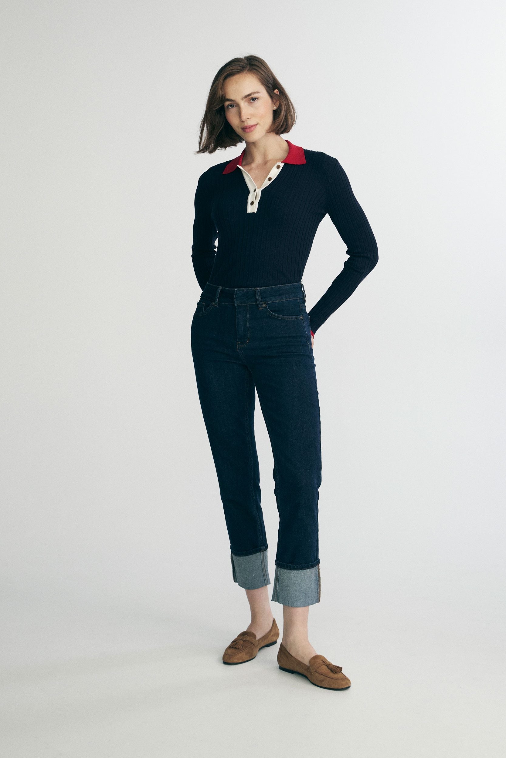 Jeans with a large cuff