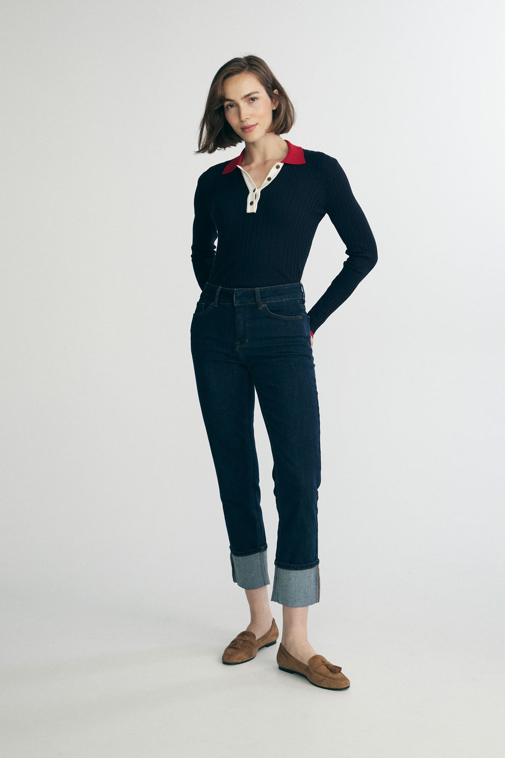 Jeans with a large cuff