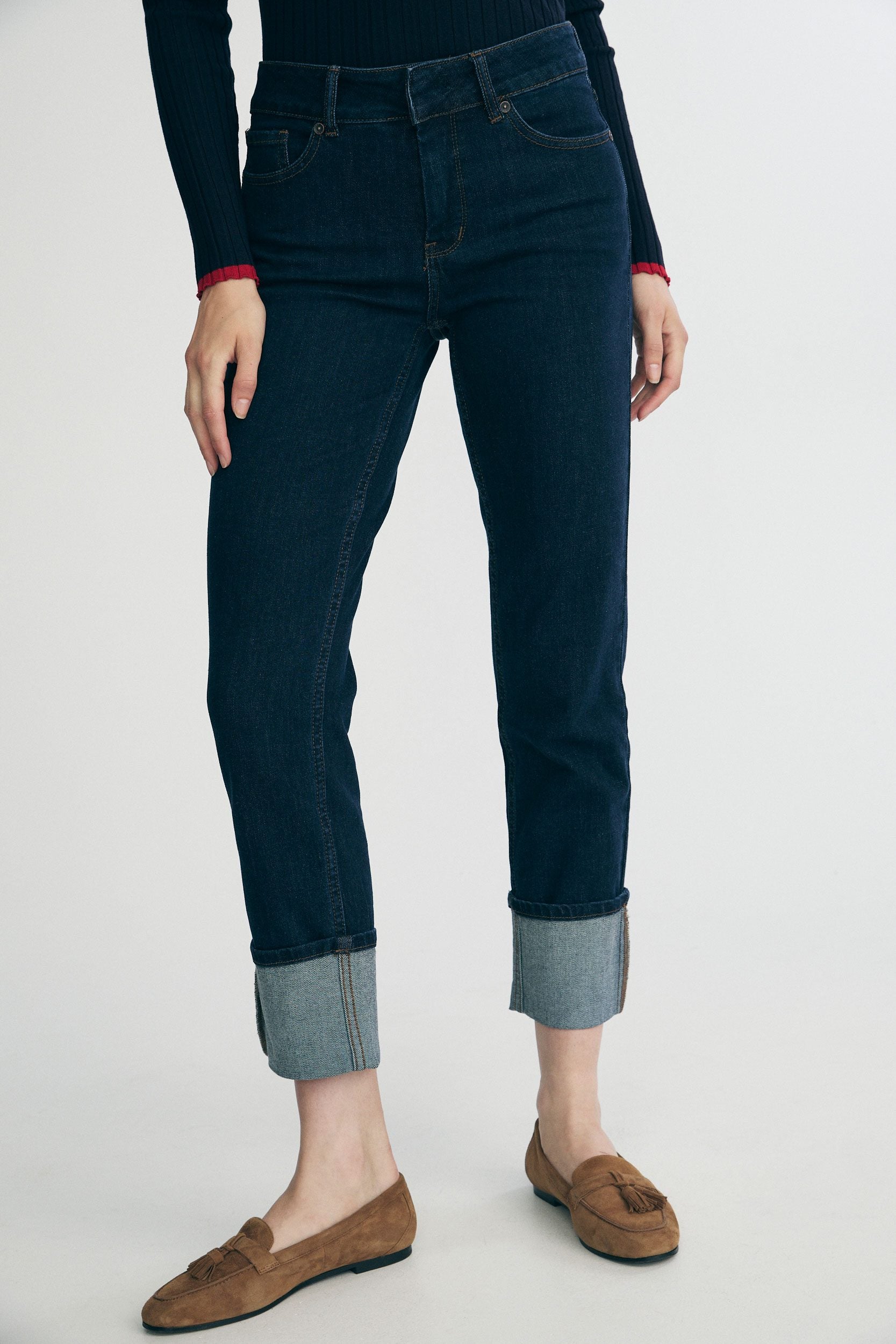 Jeans with a large cuff