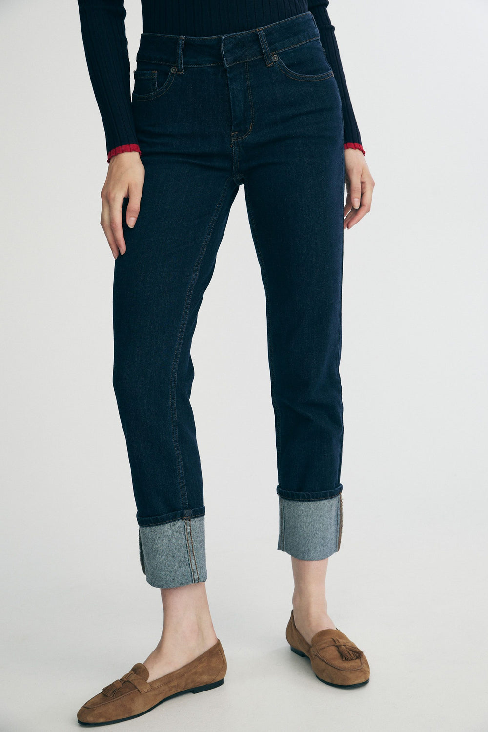 Jeans with a large cuff