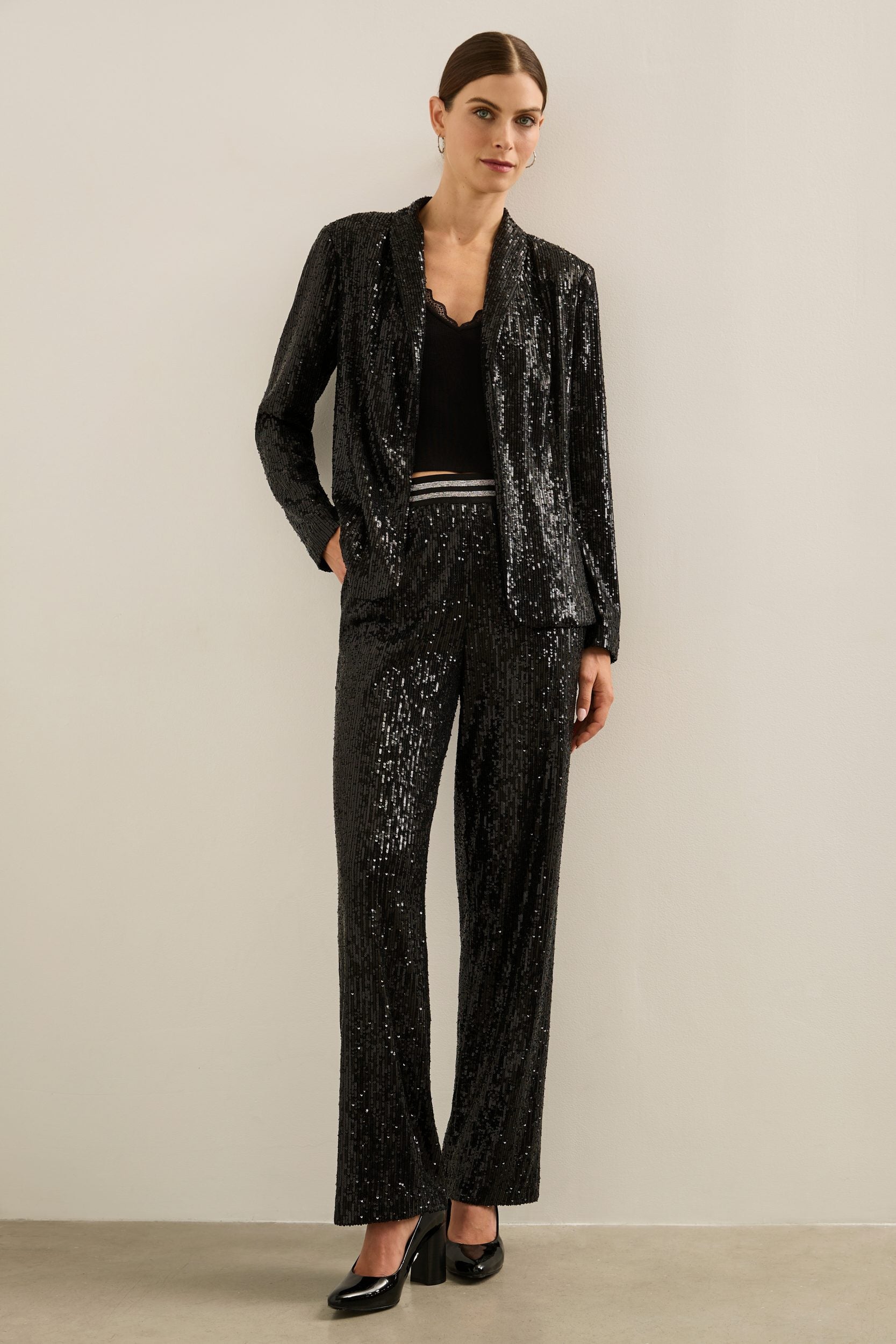 Straight pant in sequins with