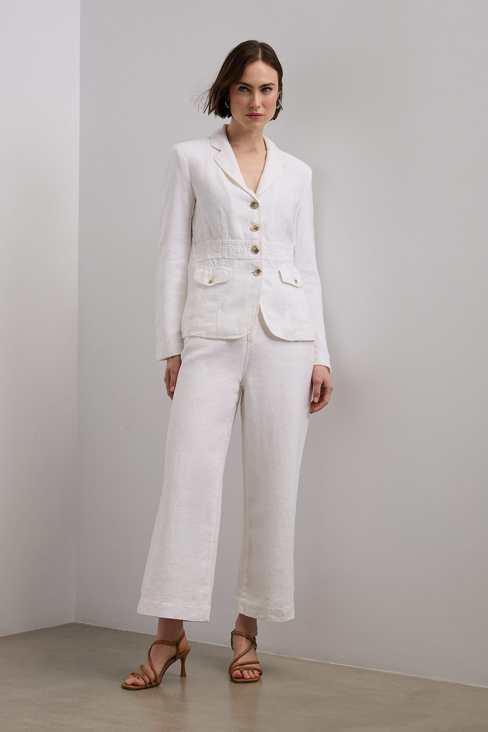 Wide leg crop high waist linen pants