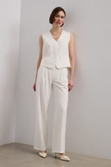 Wide leg pant with pleats