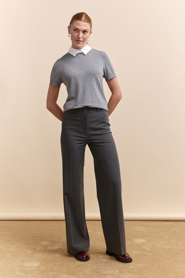 High waist straight pant with elastic waist