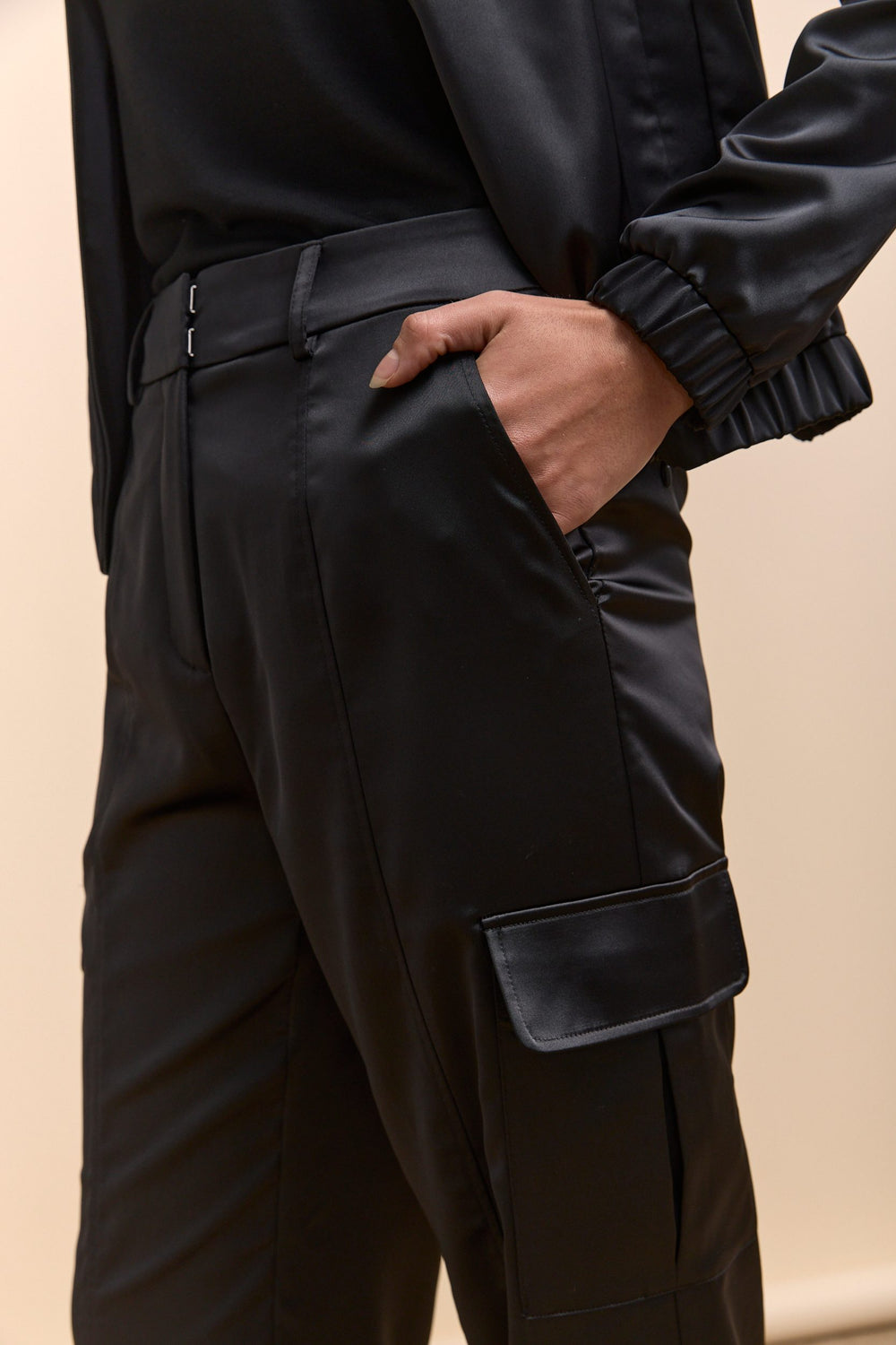 Satin cargo pant