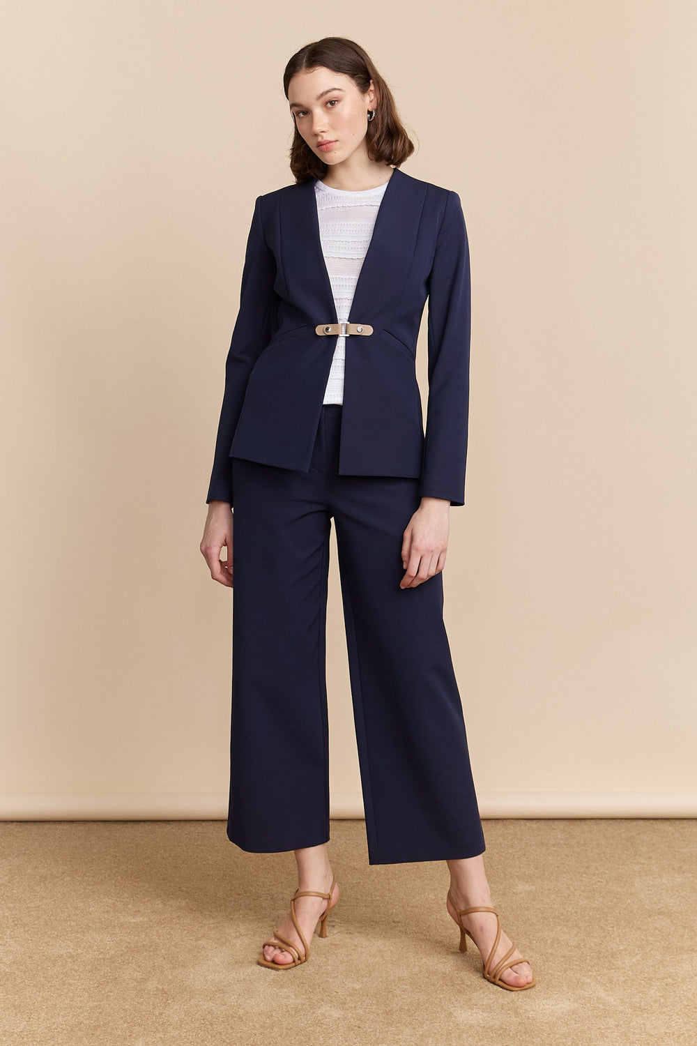 Wide leg high waist cropped pant