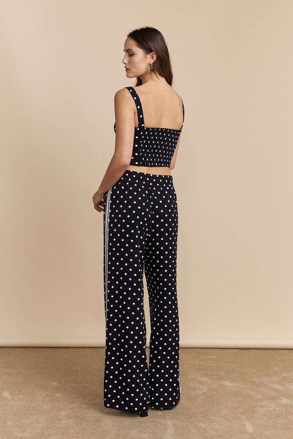 Polka dot wide leg pant