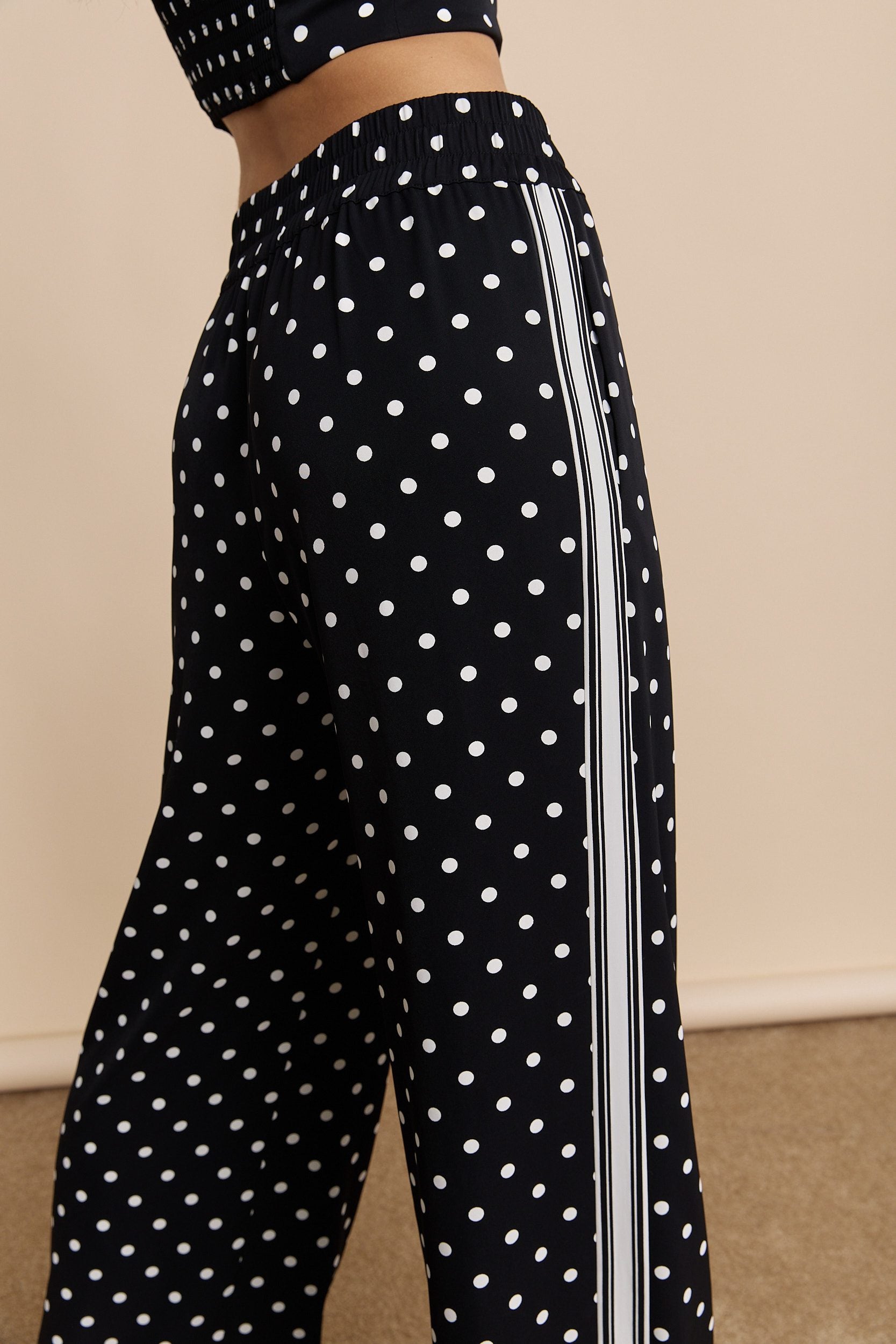 Polka dot wide leg pant