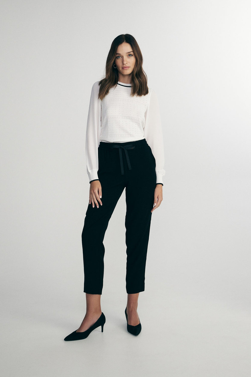 Casual pant with ribbon