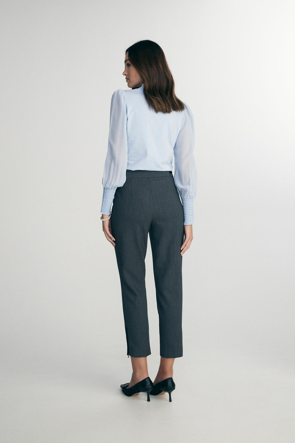 Pants with faux suede details