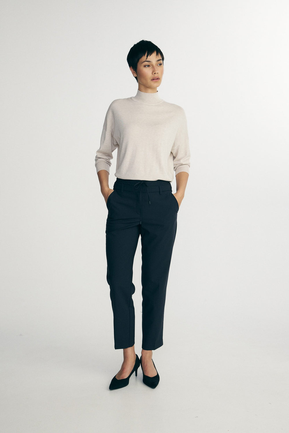 Pants with double waistband