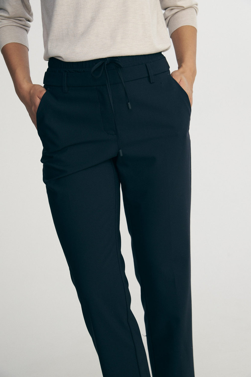 Pants with double waistband
