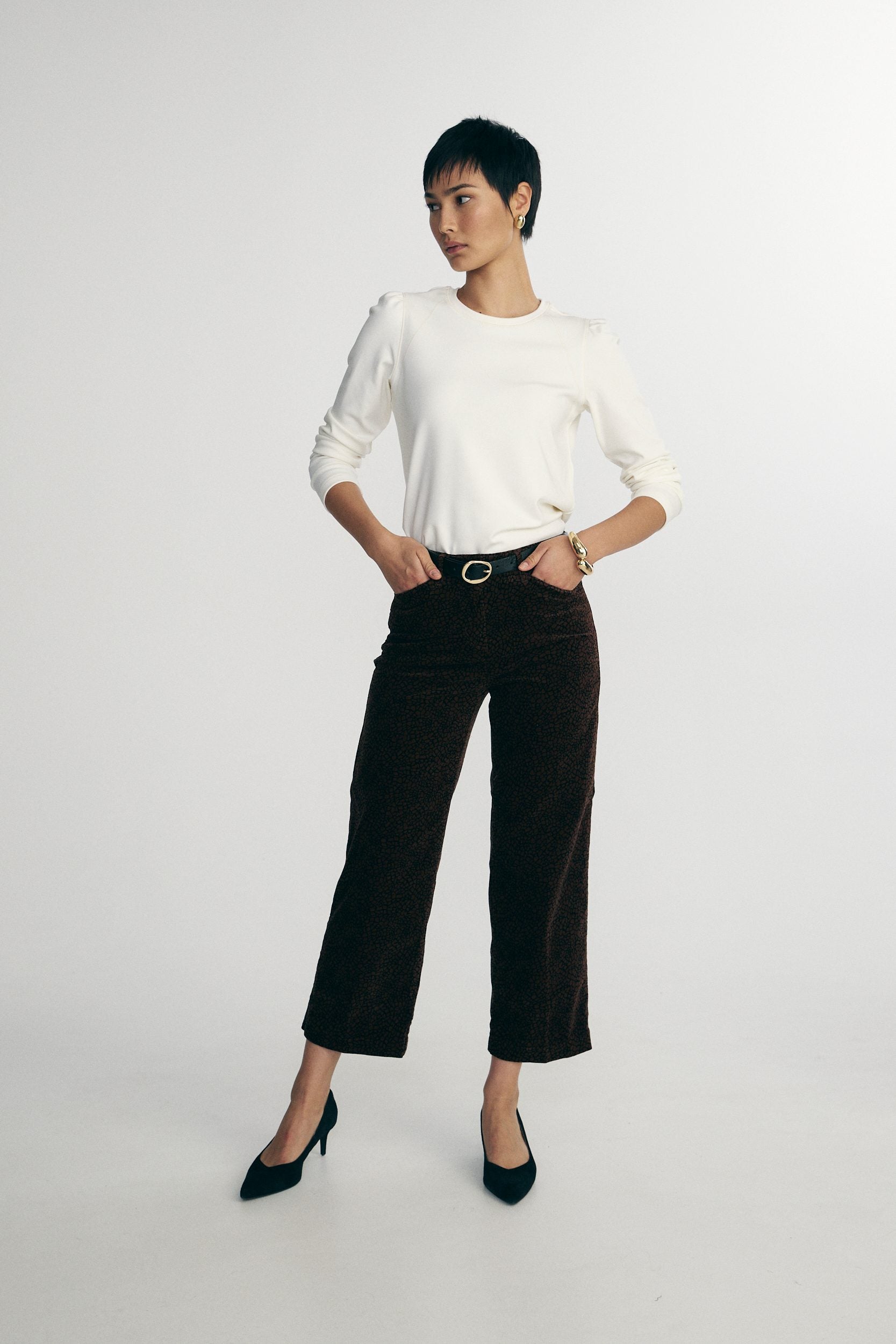 Printed velvet pants