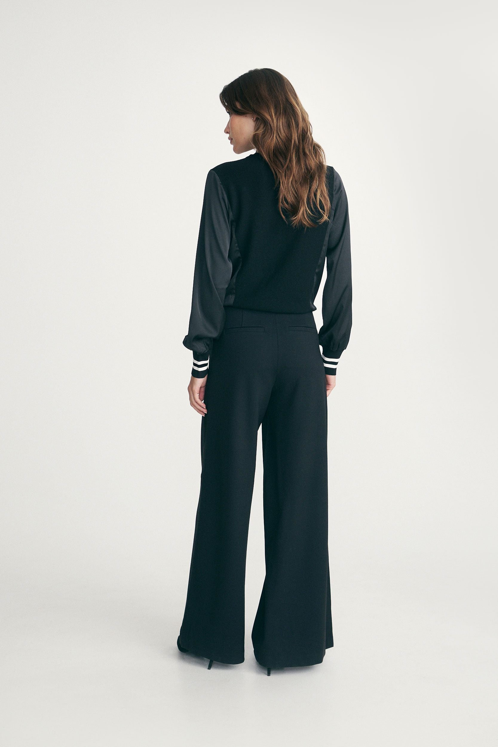 Pants with satin stripes