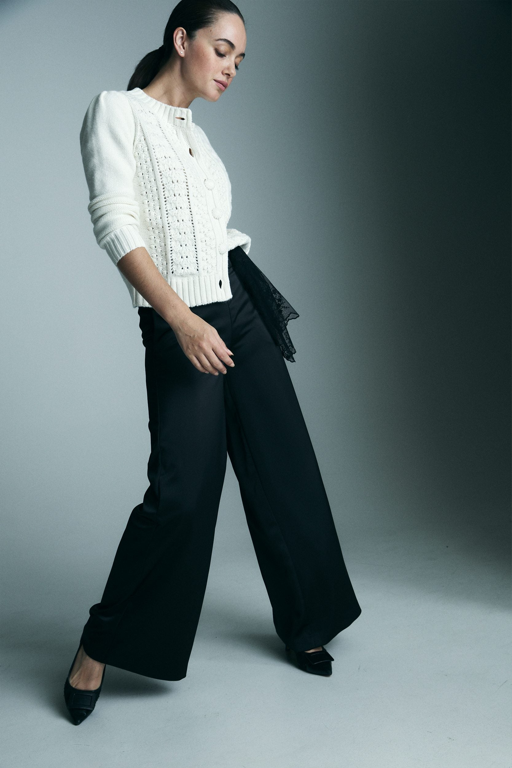 Wide leg satin pants