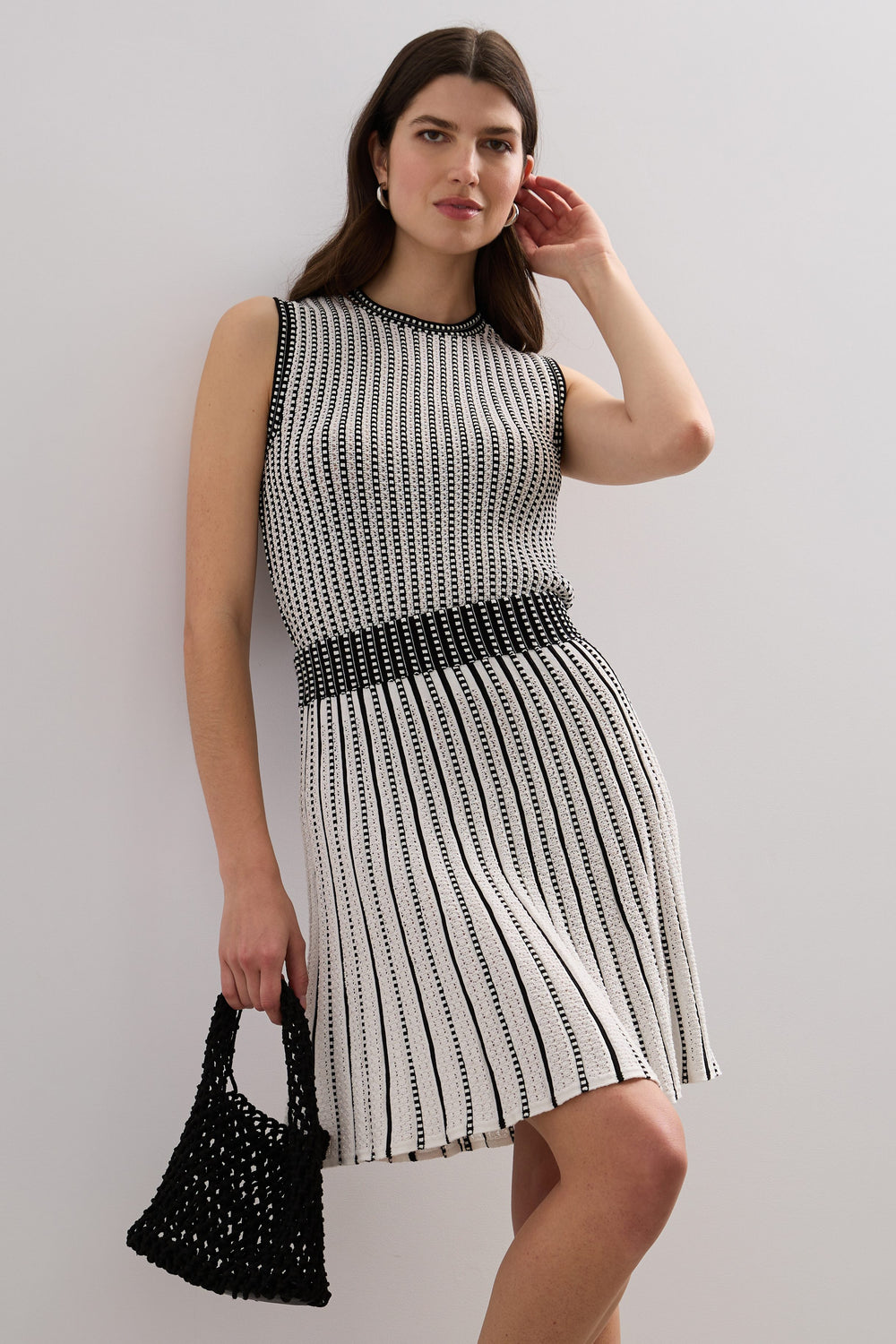 Textured knit flare skirt