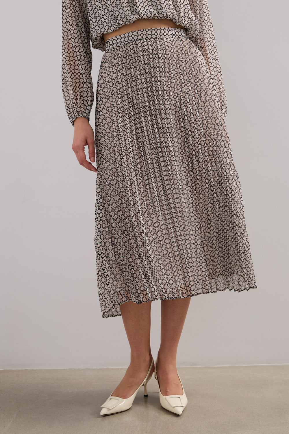 Print pleated skirt