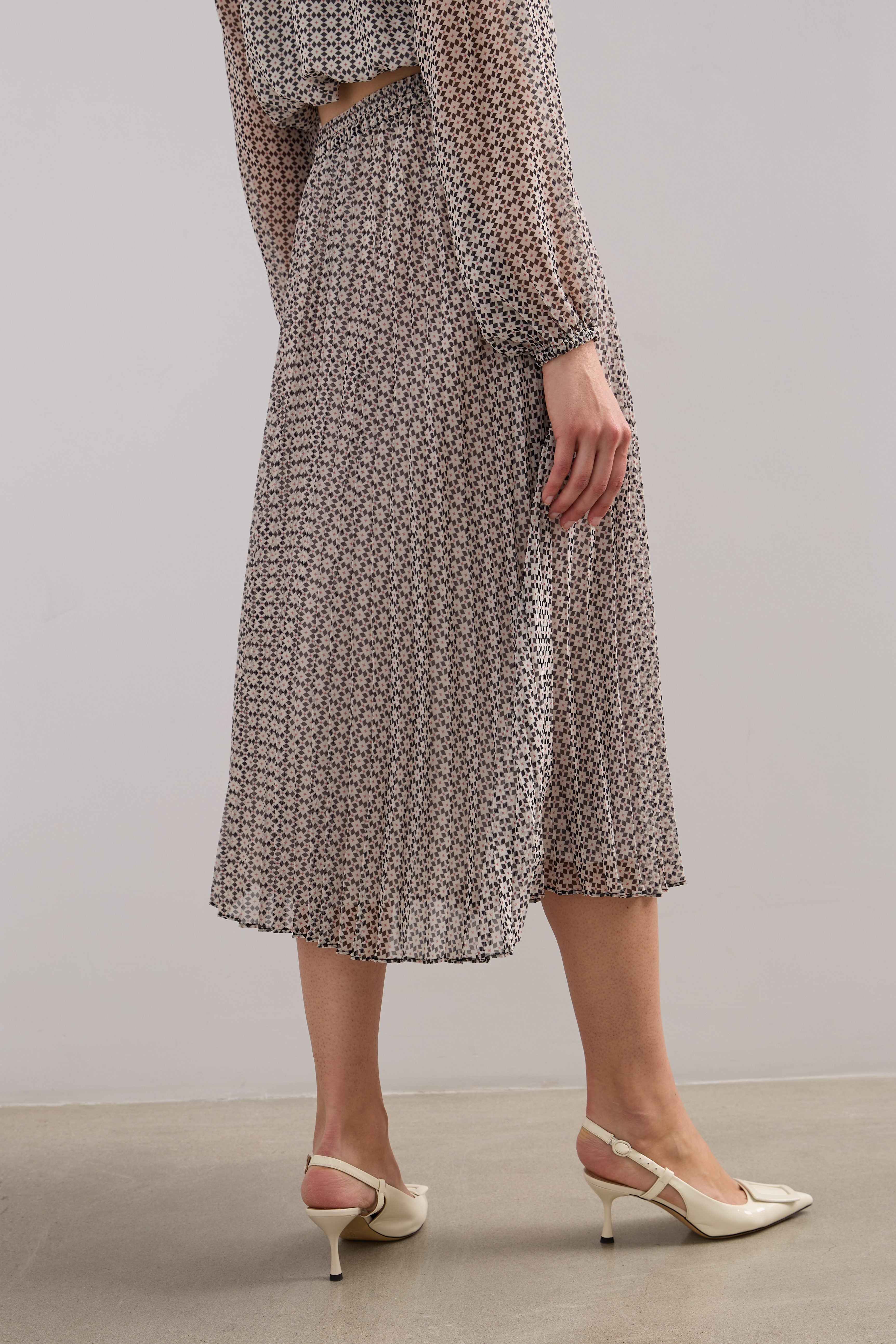 Print pleated skirt