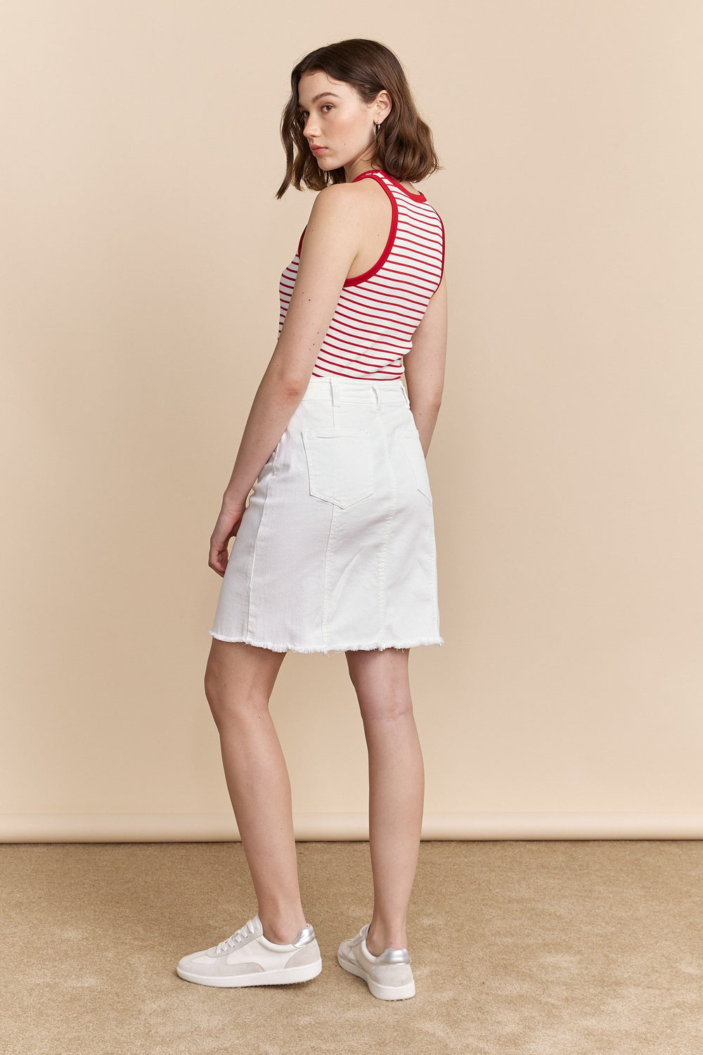 White denim skirt