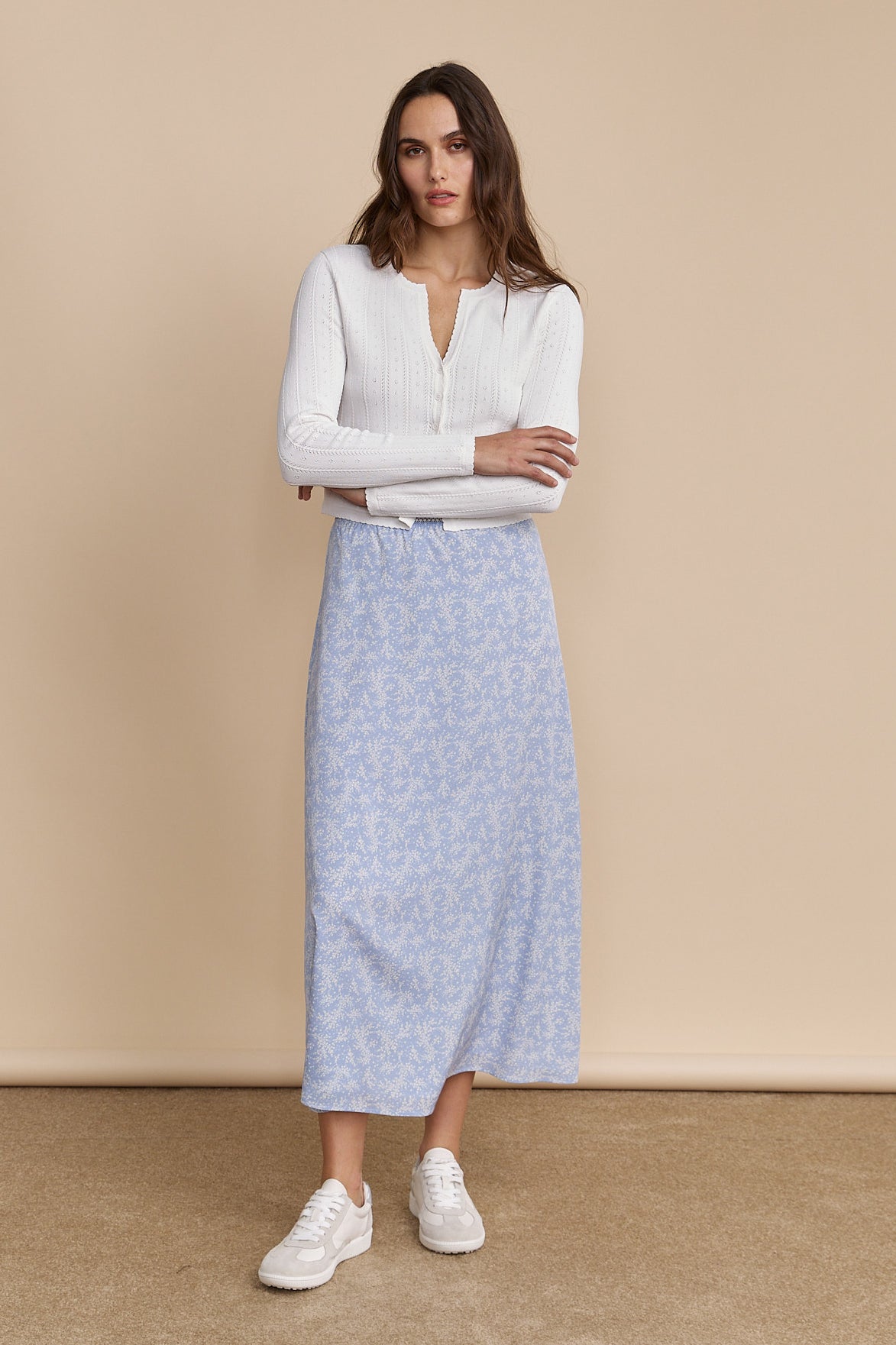 Floral printed skirt with elastic waist