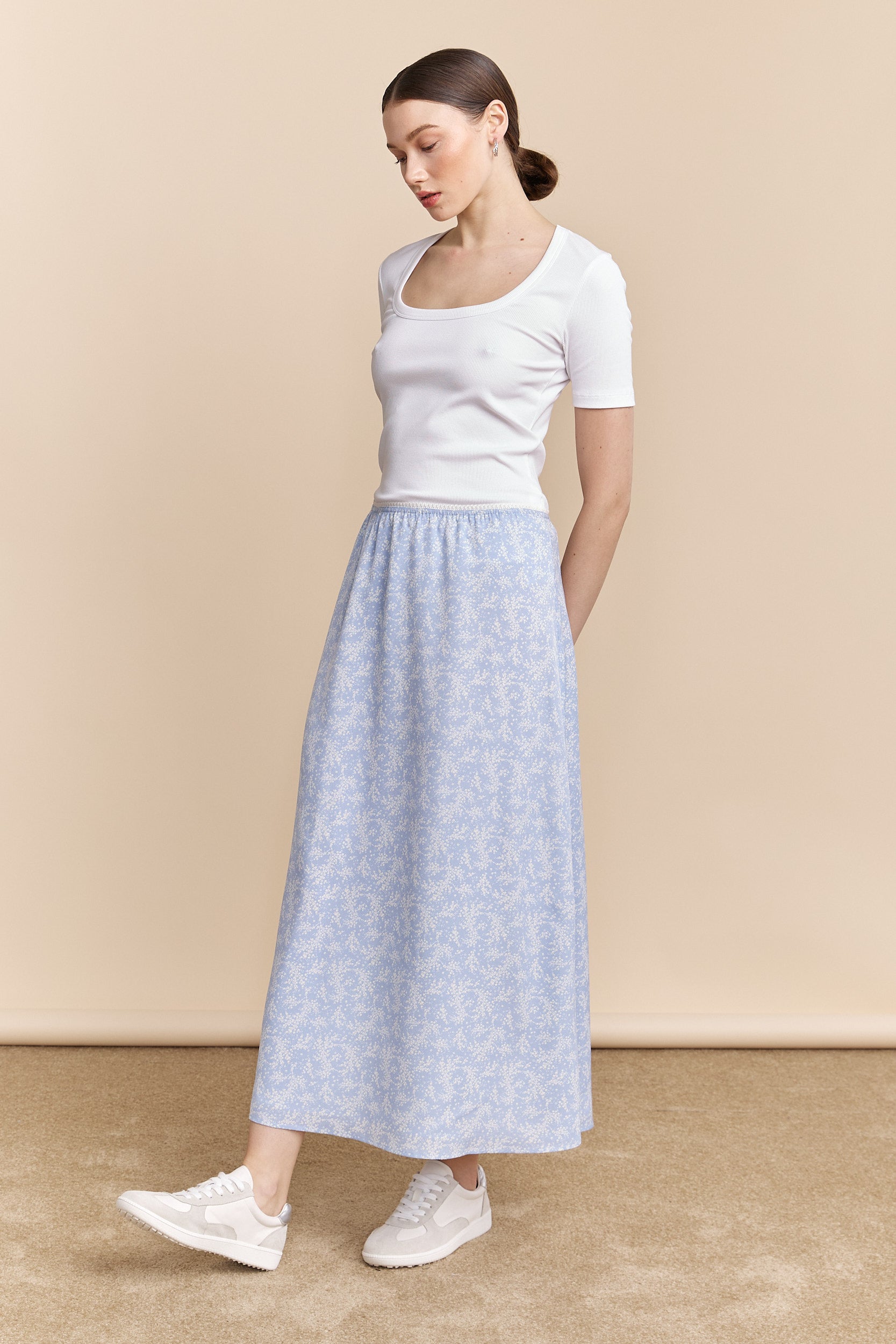 Floral printed skirt with elastic waist