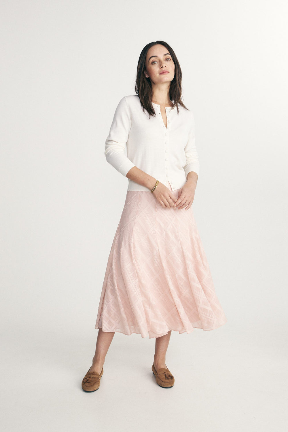 Textured check skirt