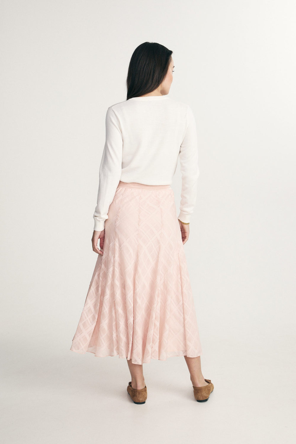 Textured check skirt