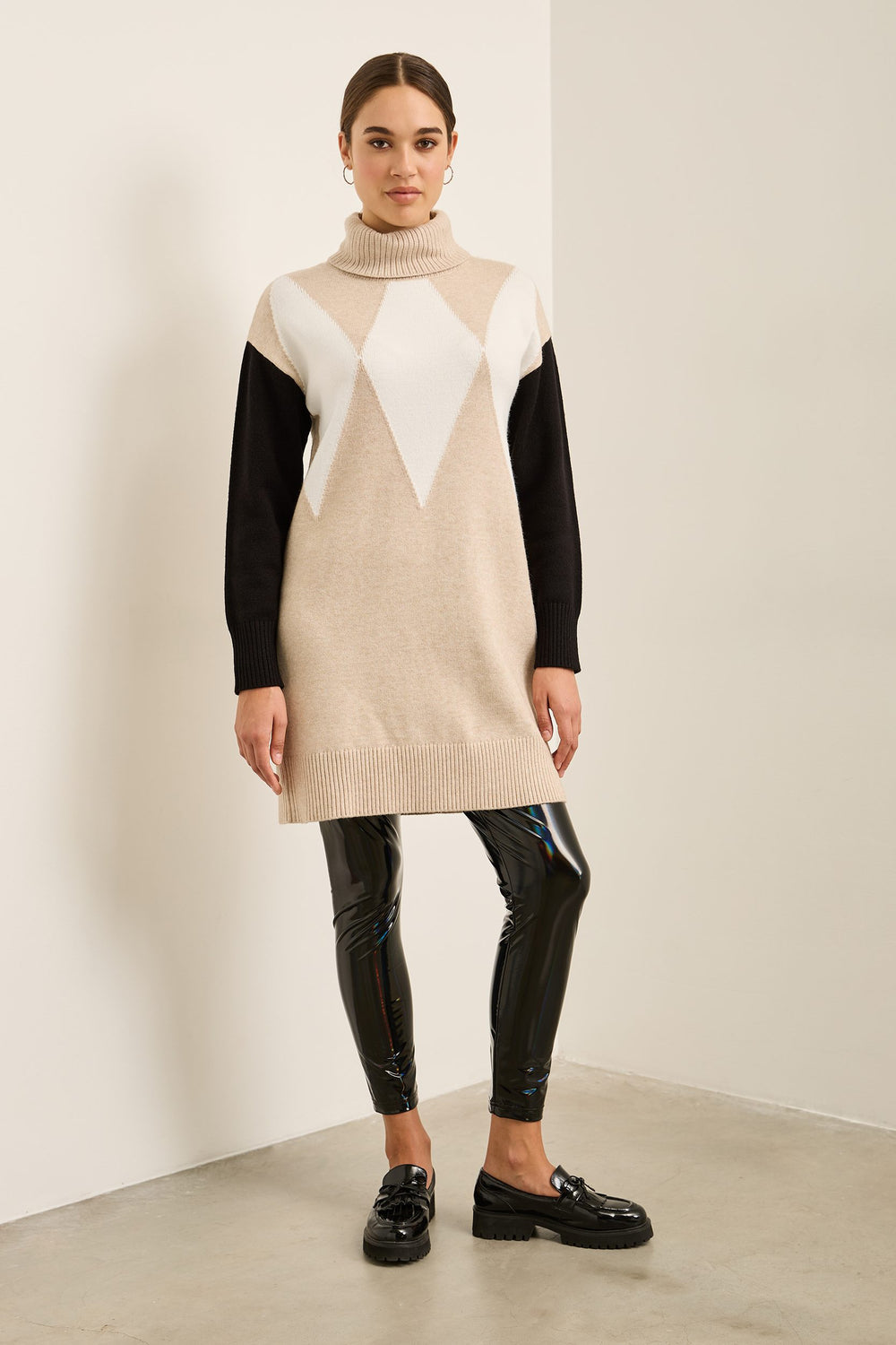 Mock neck knit dress with argy