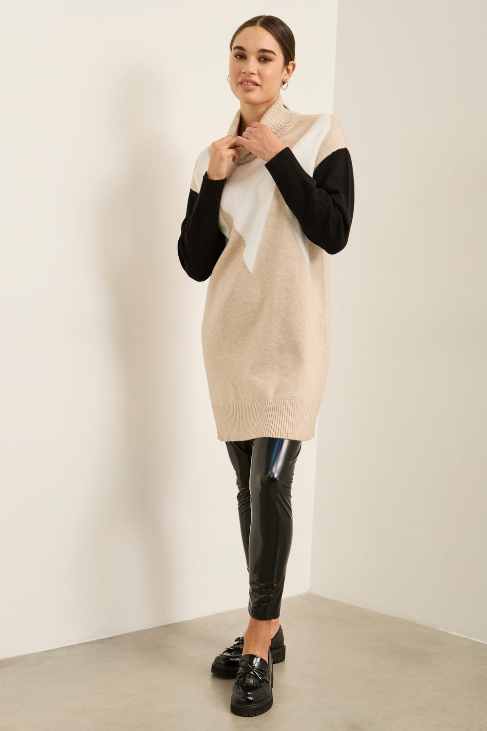 Mock neck knit dress with argy