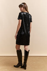 A line sequins dress