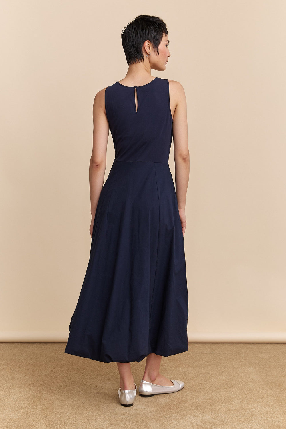 Mixed-fabric balloon dress