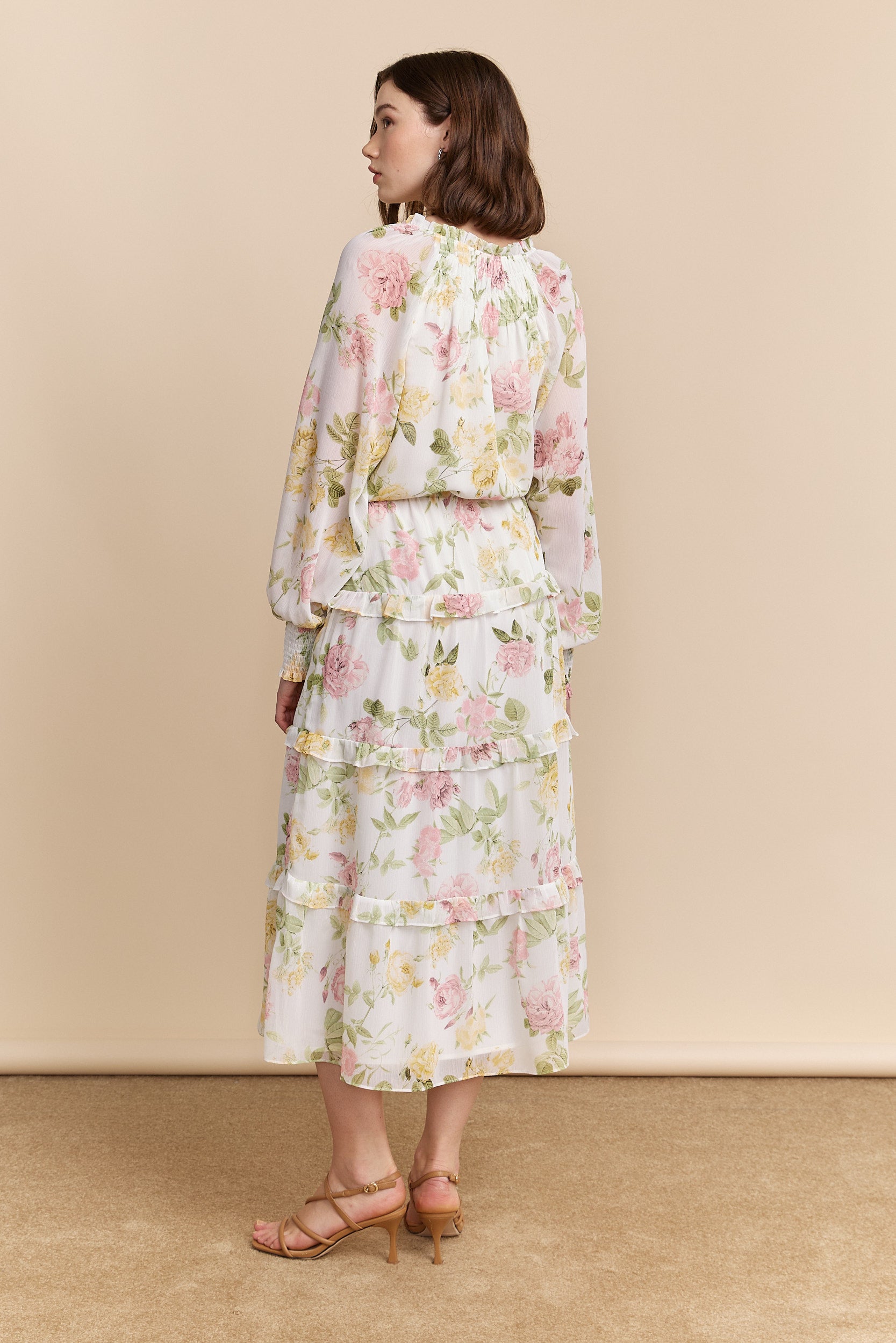 Floral floral printed dress with frills