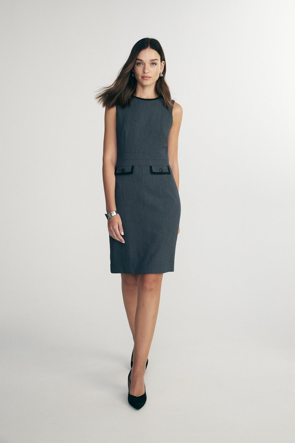 Fitted dress with suede detail