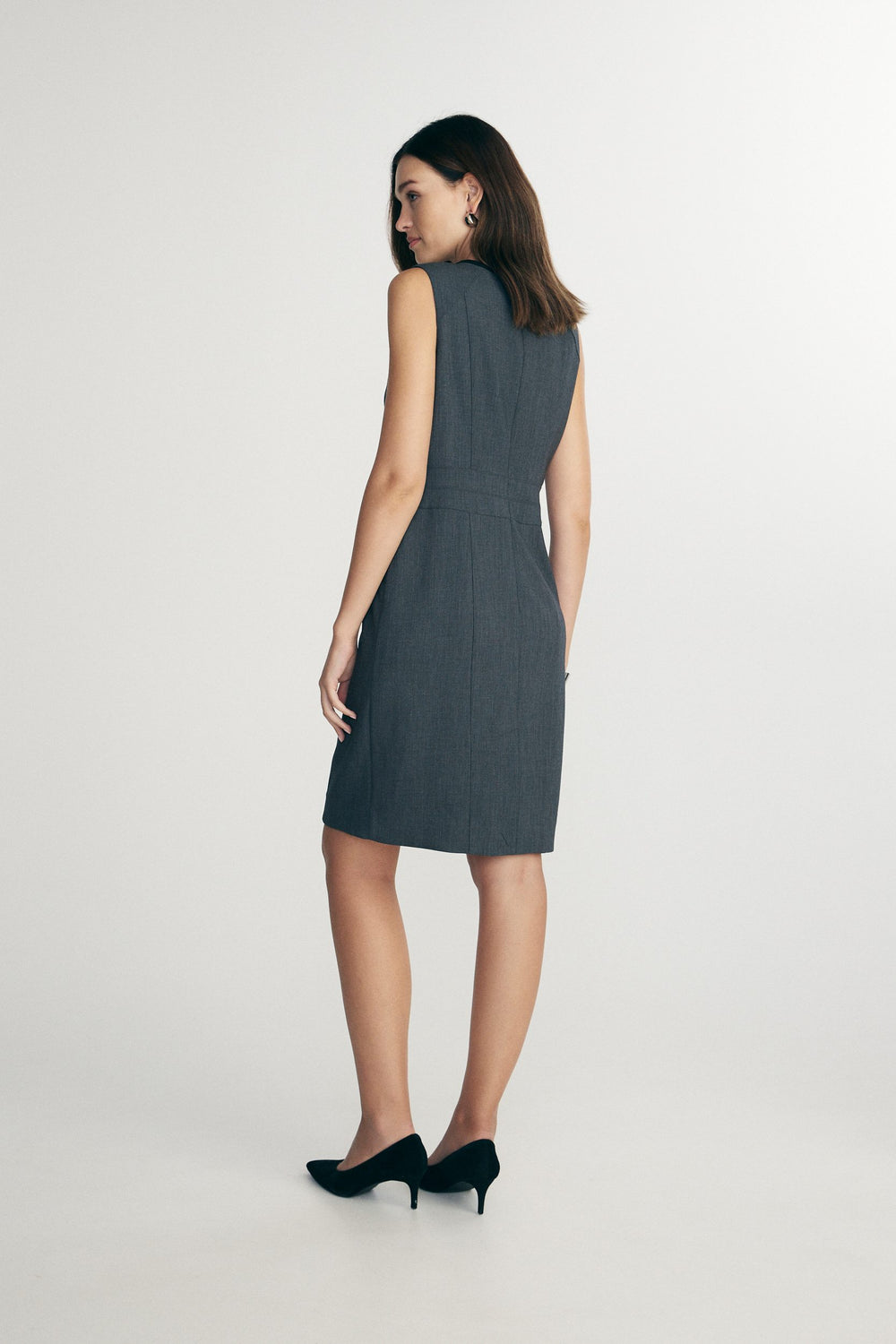 Fitted dress with suede detail