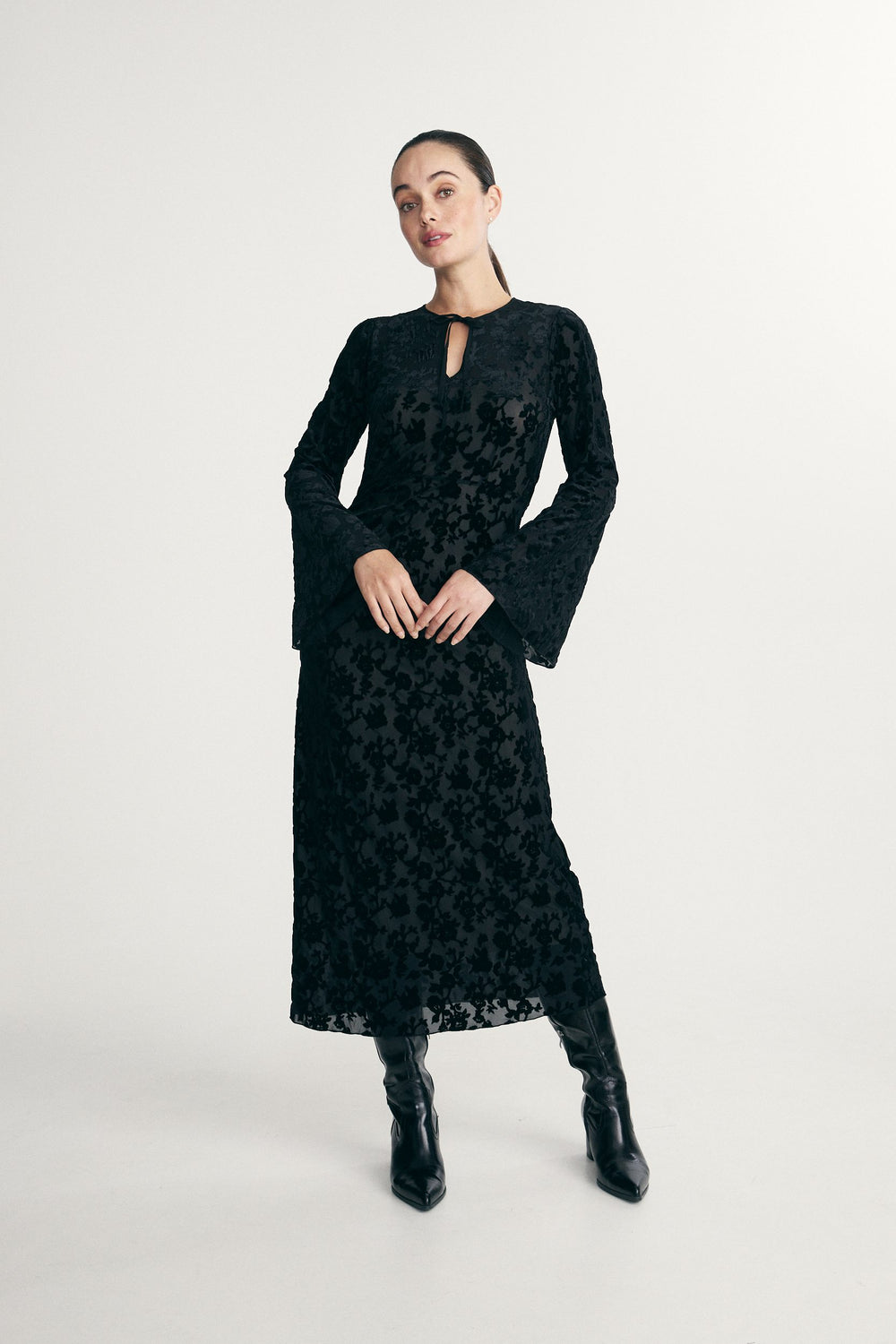 Velvet printed dress