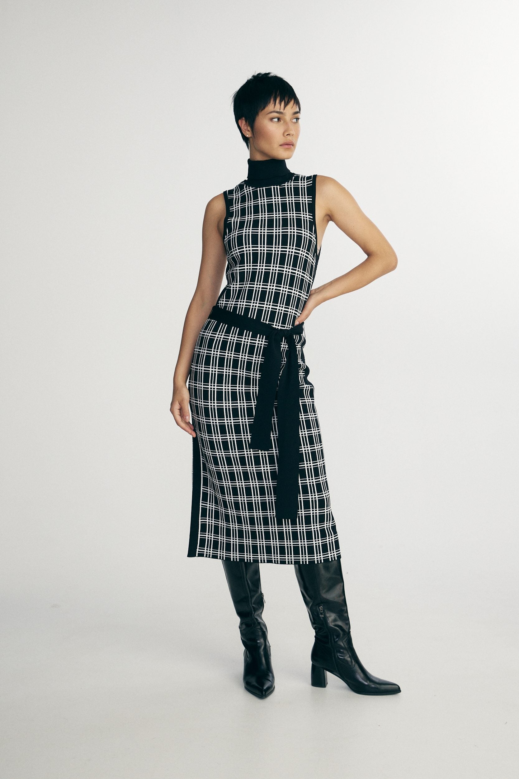 Plaid knitted dress