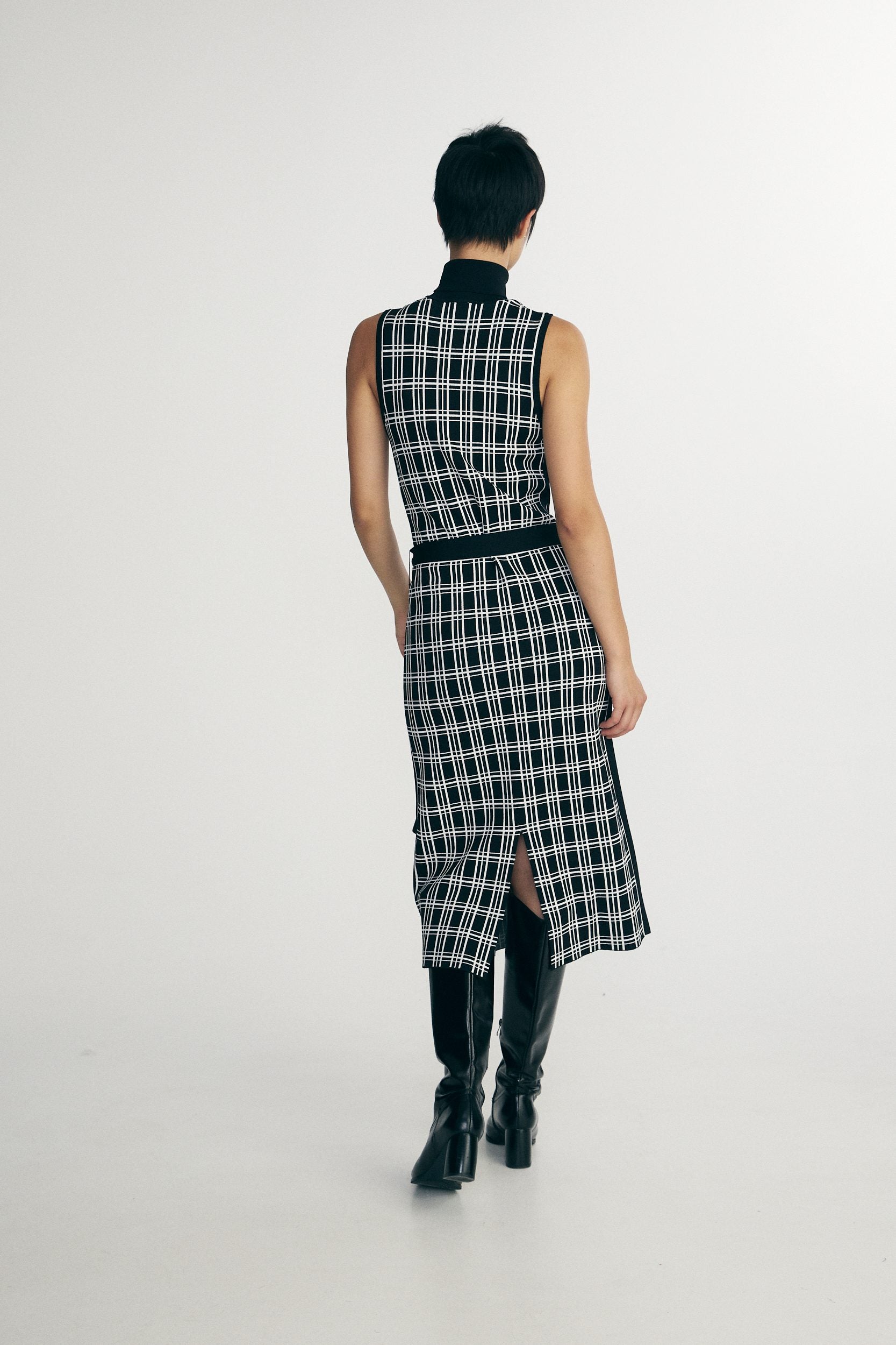 Plaid knitted dress