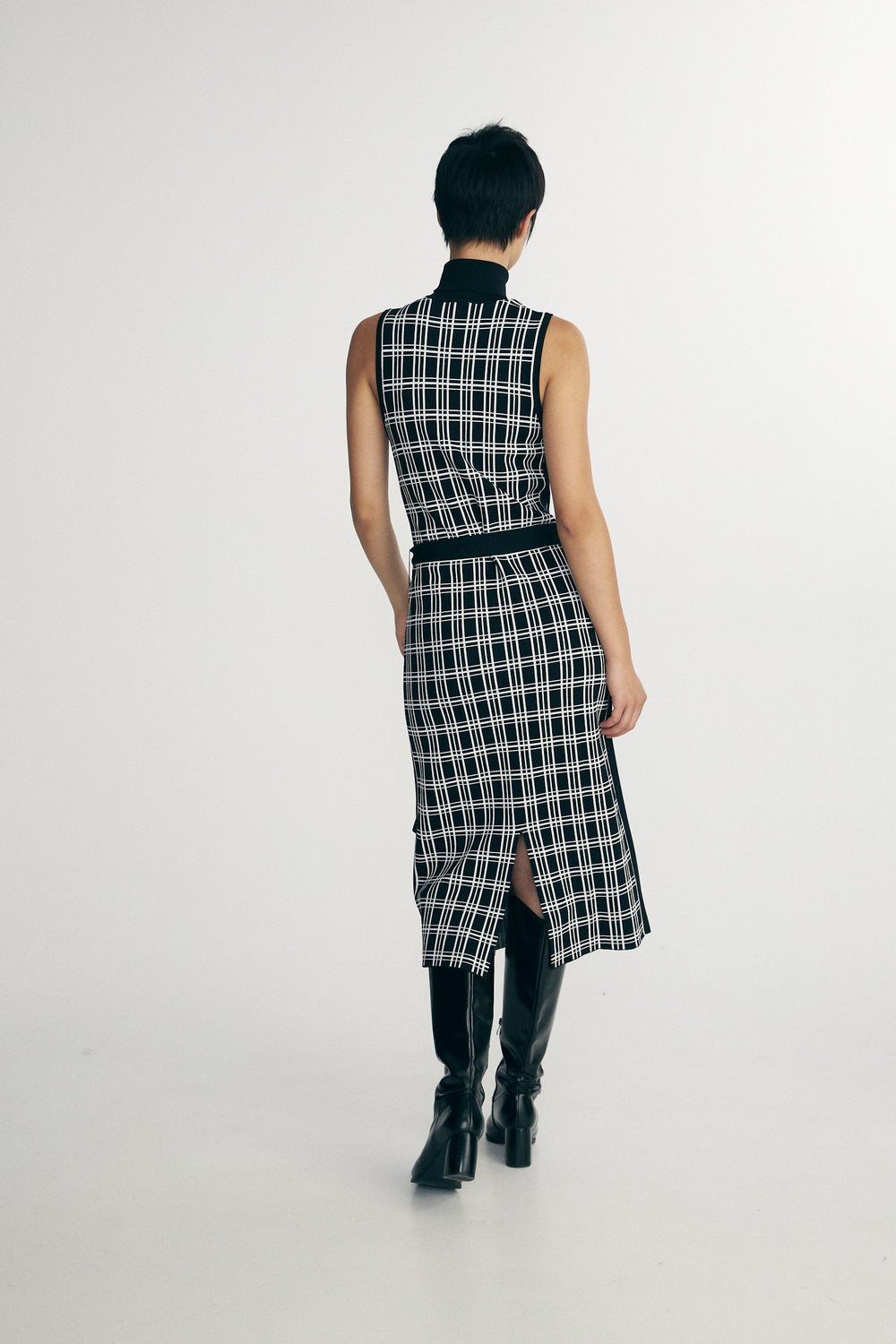 Plaid knitted dress