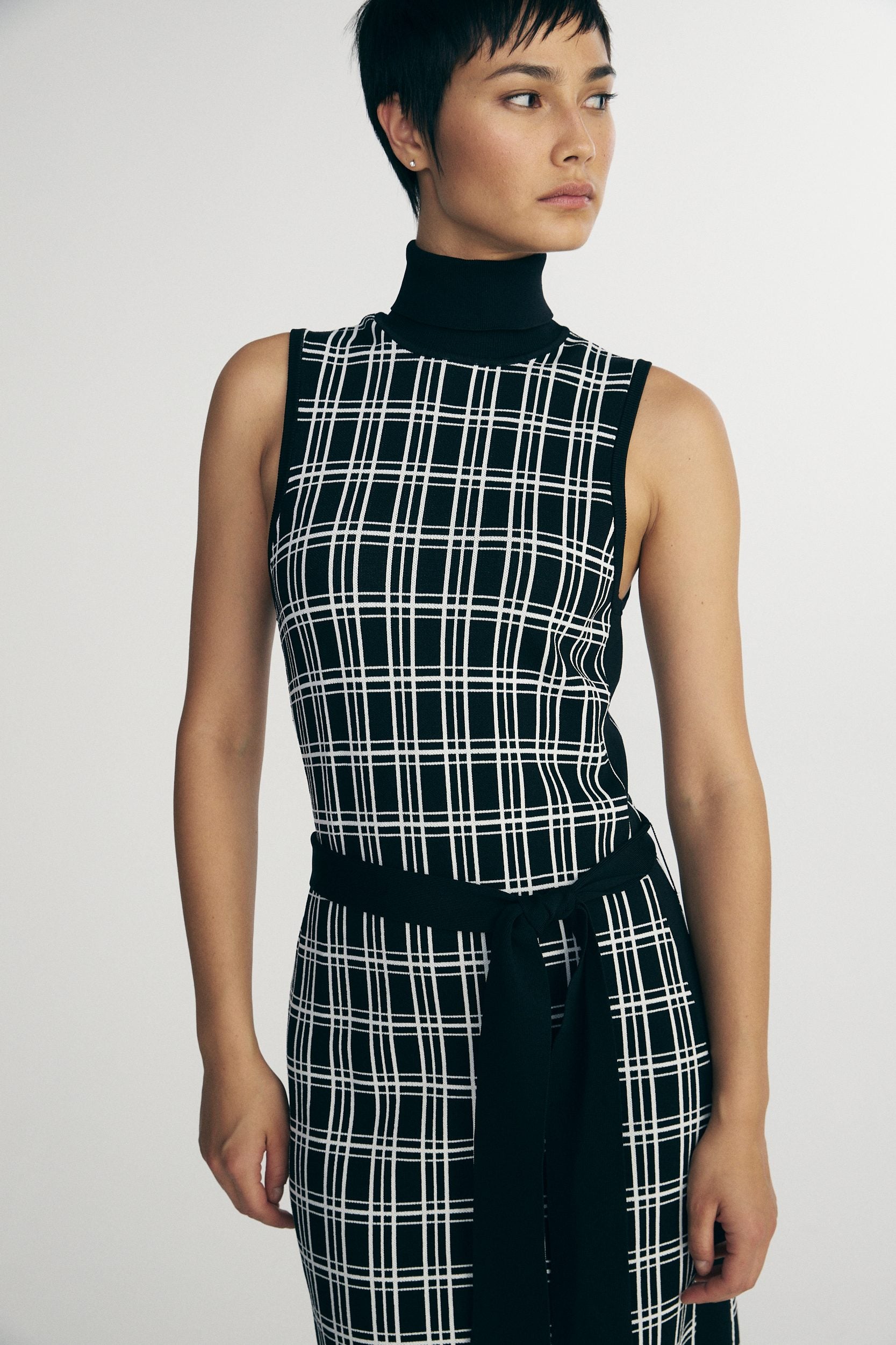 Plaid knitted dress