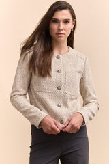 Tweed jacket with applied pockets