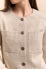 Tweed jacket with applied pockets