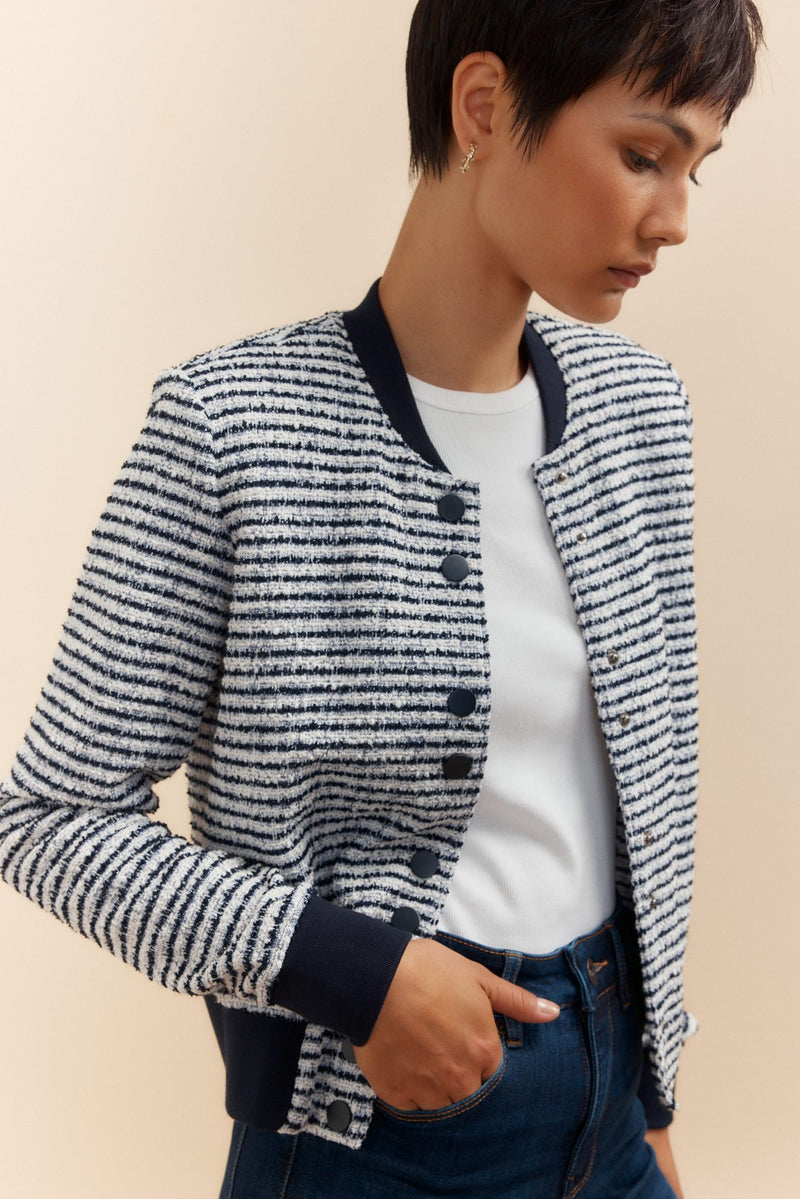 Striped bomber jacket