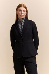 Ponte blazer with striped dickey