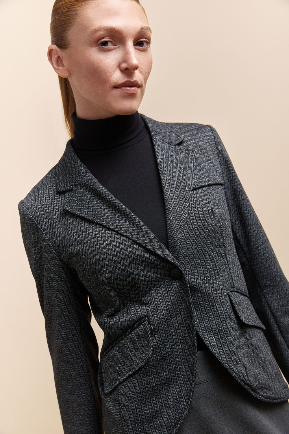 Stretch Fitted blazer with elbow patch