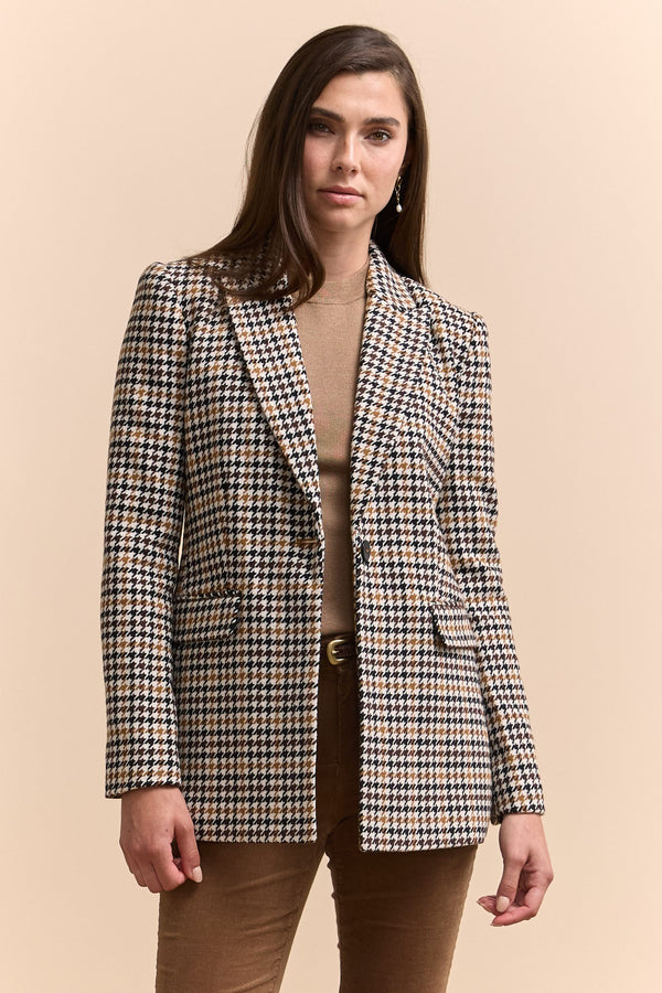 Houndstooth fitted blazer