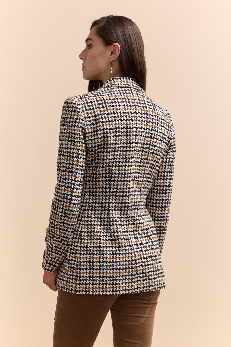 Houndstooth fitted blazer