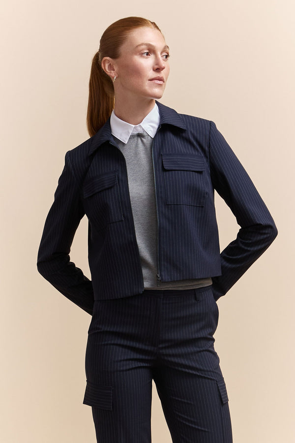 Pinstriped jacket with pockets