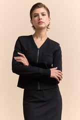 Ponte jacket with removable cuffs